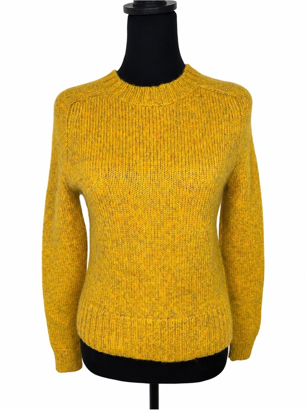 J. Crew Wool Alpaca Blend Crewneck Sweater Saddle Sleeves Size Small Mustard